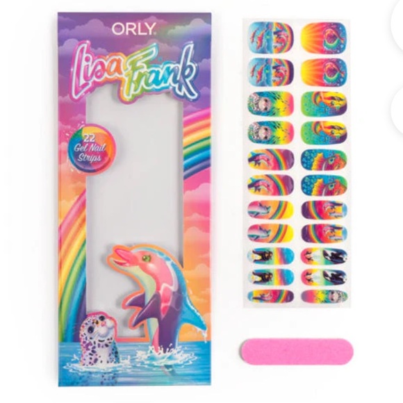 NWT Orly x Lisa Frank Dancing Dolphins rainbow Gel Nail Strips - Picture 2 of 3